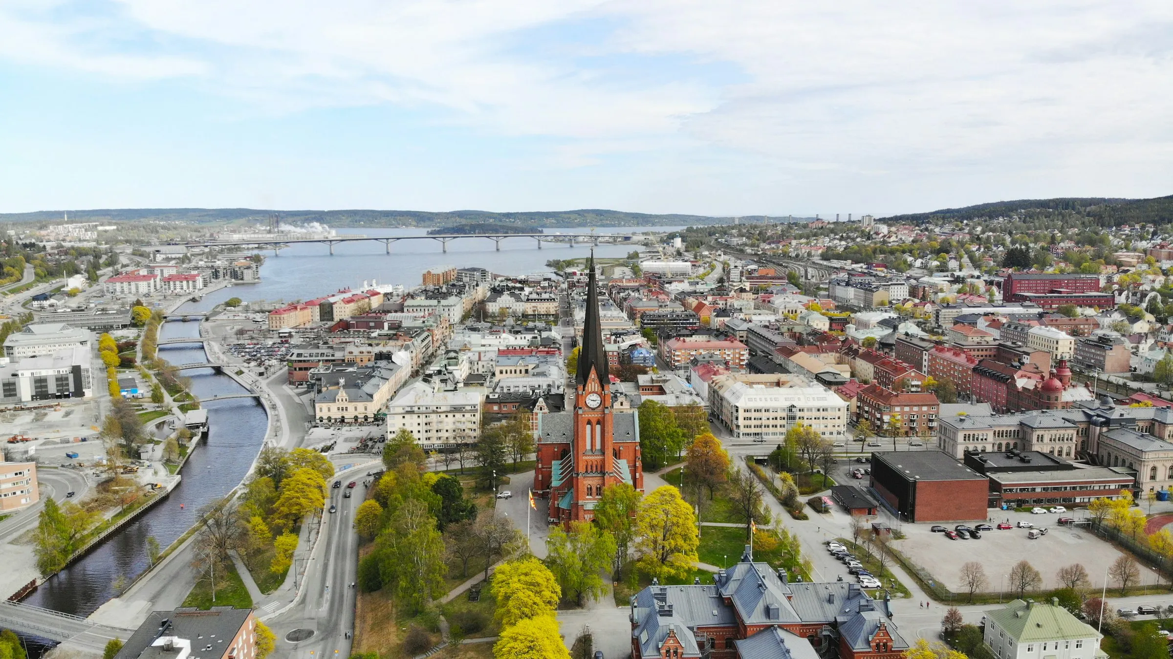 Flygvy över Sundsvalls stadskärna